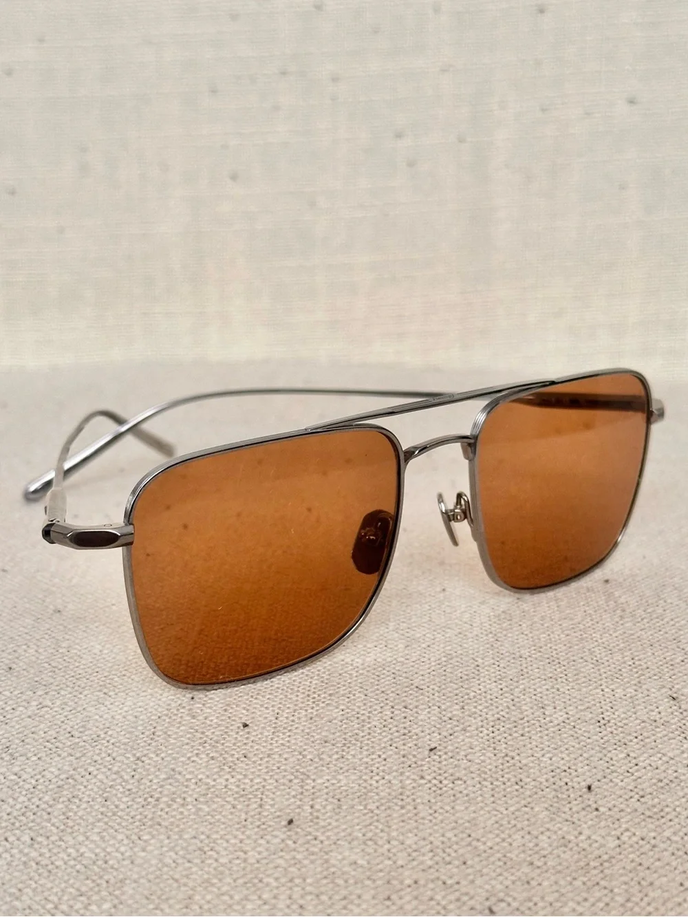 Brioni Titanium Silver and Brown Double Bridge Sunglasses 53mm